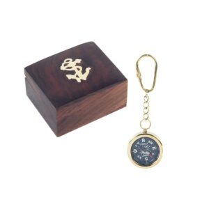 Llavero brújula con caja de madera