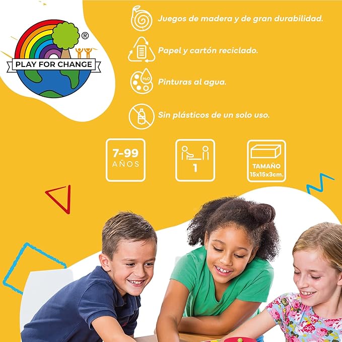 Tangram cuatro colores madera en caja de metal - Imagen 2