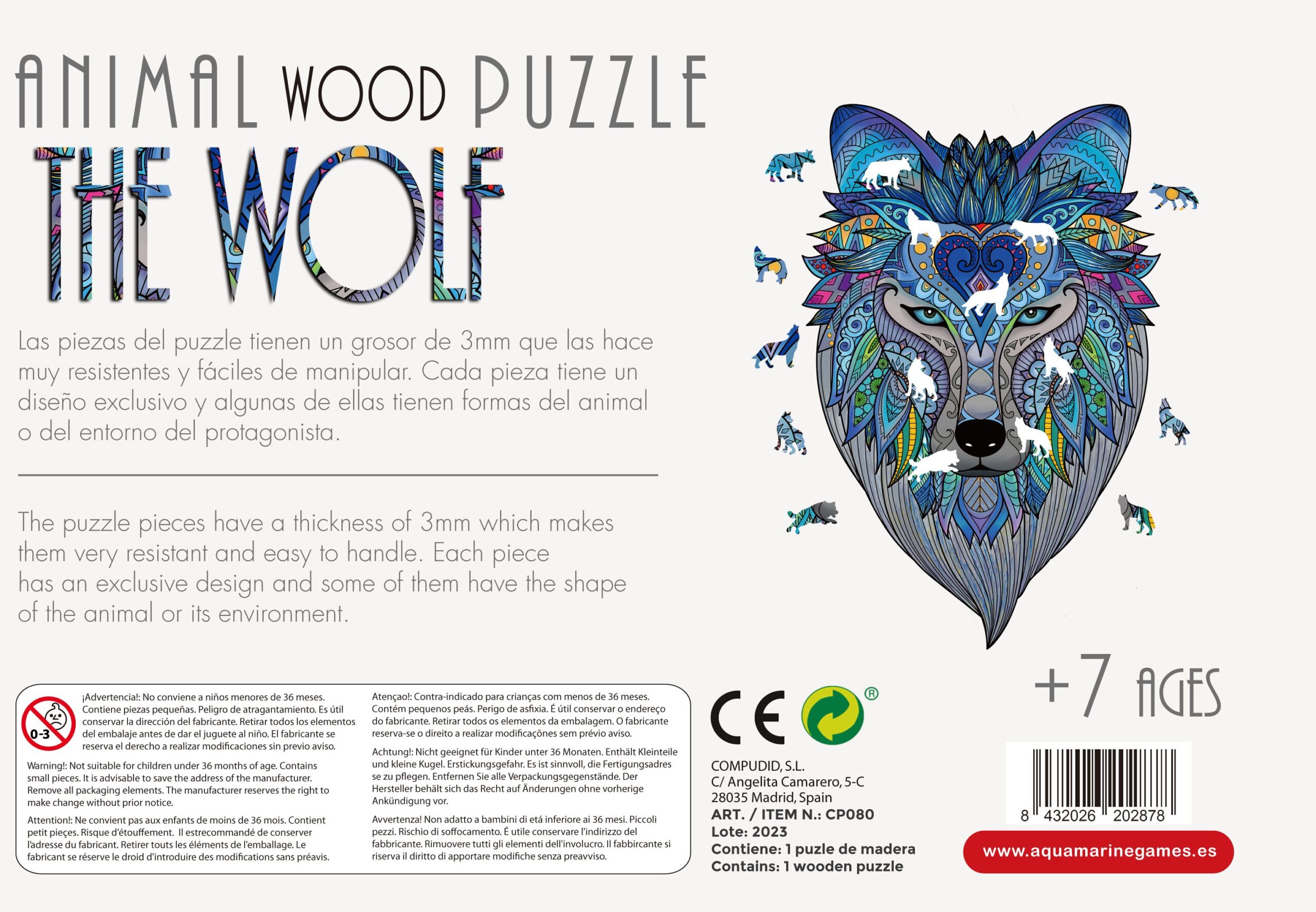 ANIMAL WOOD PUZZLE LOBO - Imagen 4