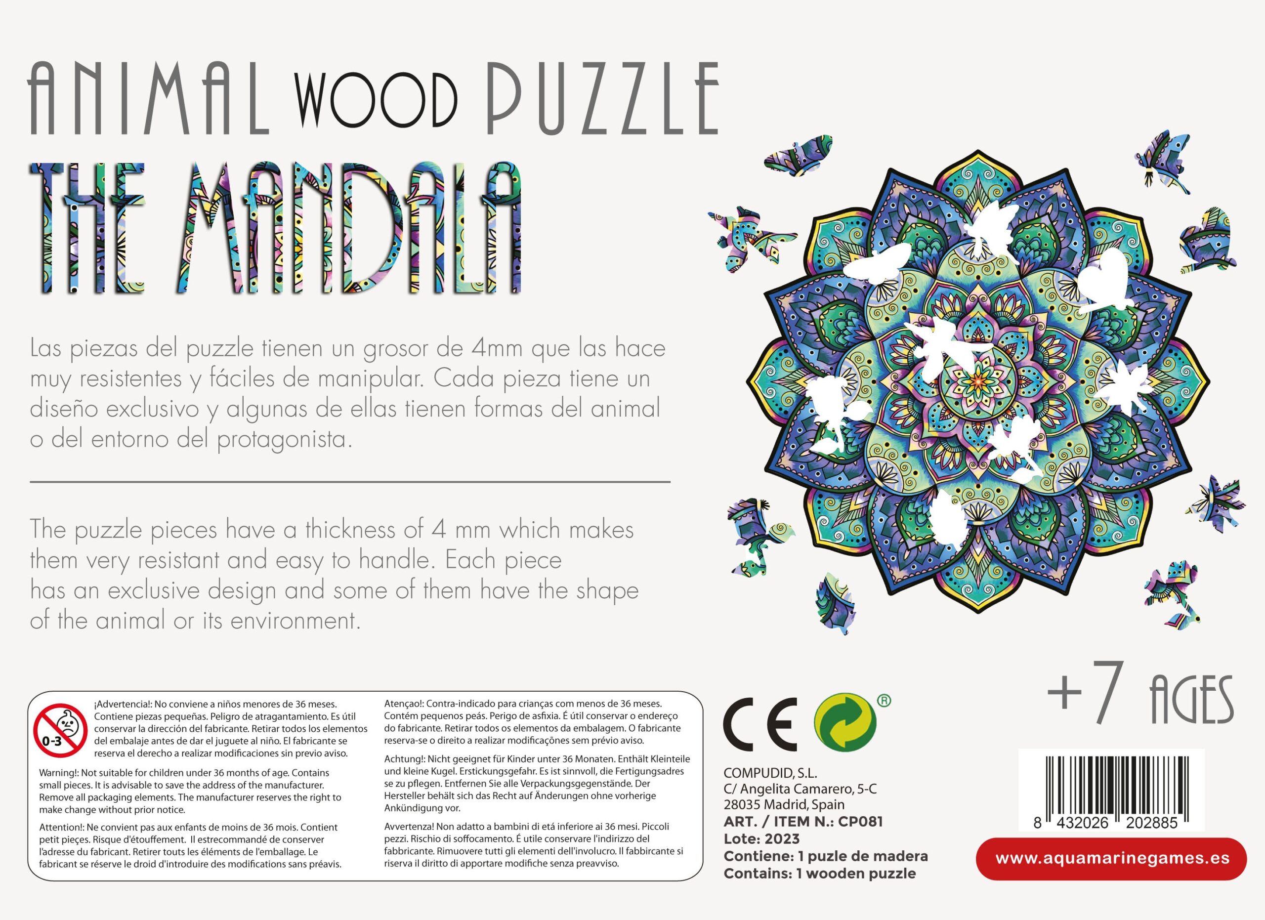 FLOWERS WOOD PUZZLE THE MANDALA - Imagen 3