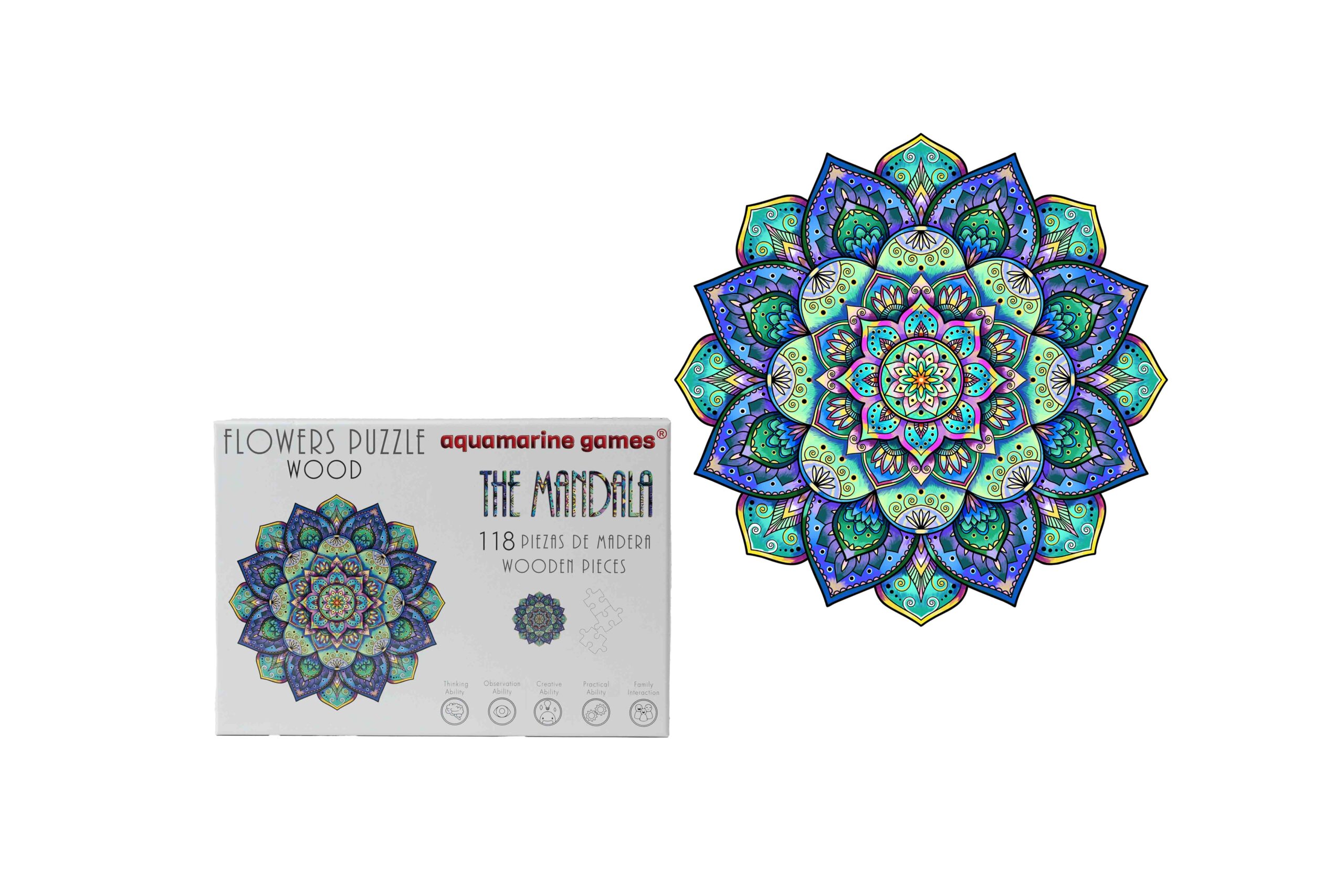 FLOWERS WOOD PUZZLE THE MANDALA - Imagen 2