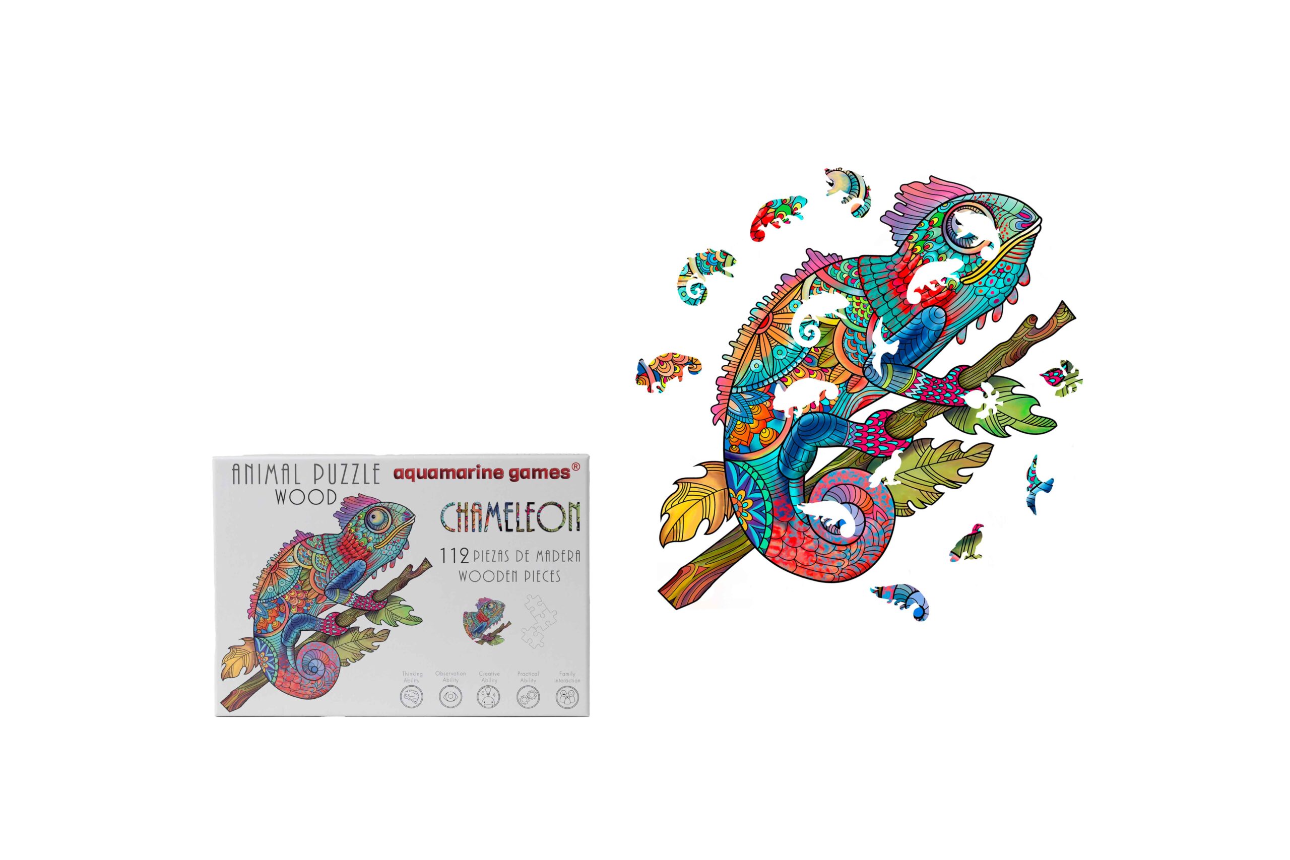 ANIMAL WOOD PUZZLE CAMALEÓN - Imagen 2