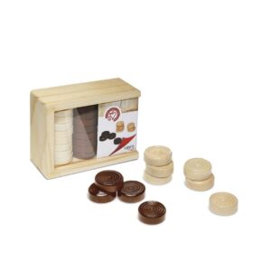 FICHAS DE DAMAS EN CAJA DE MADERA