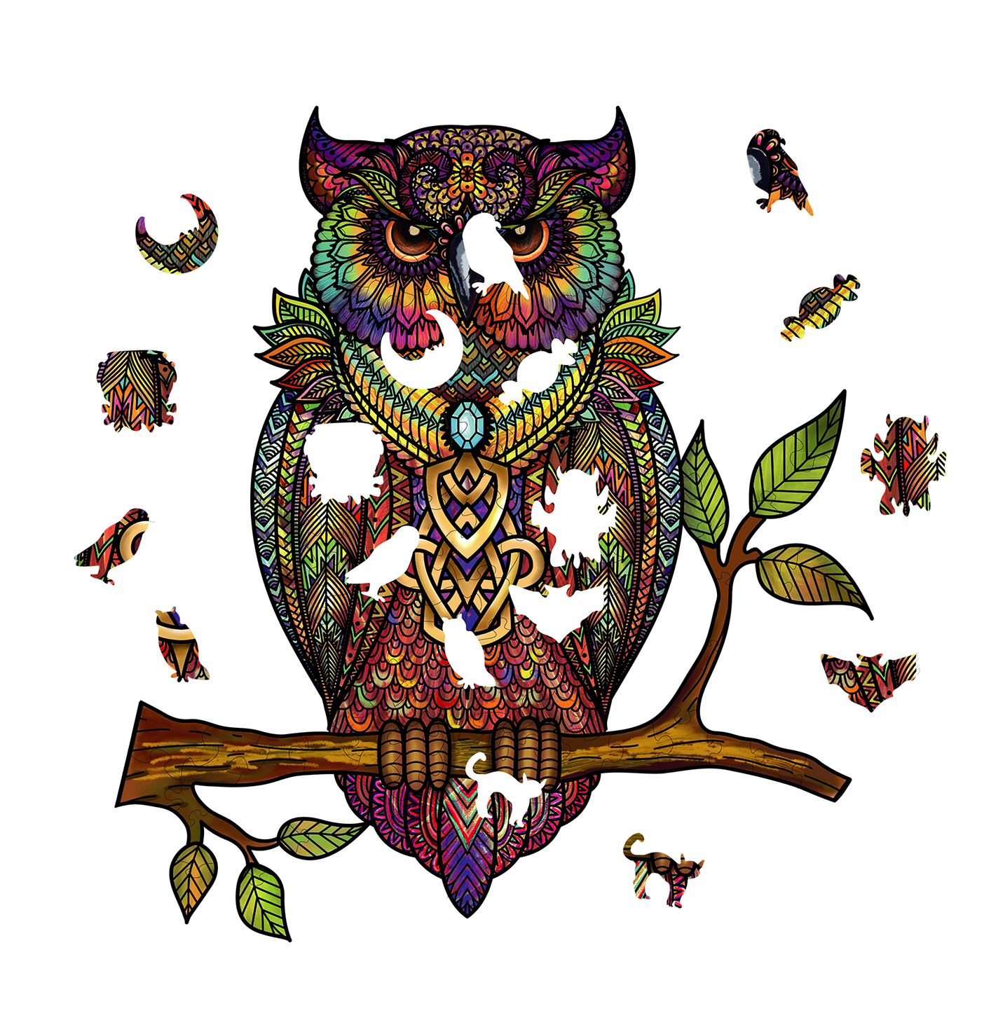 ANIMAL WOOD PUZZLE BUHO REAL - Imagen 2