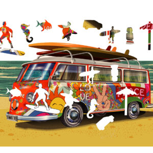 SURF WOOD PUZZLE SURF DAY