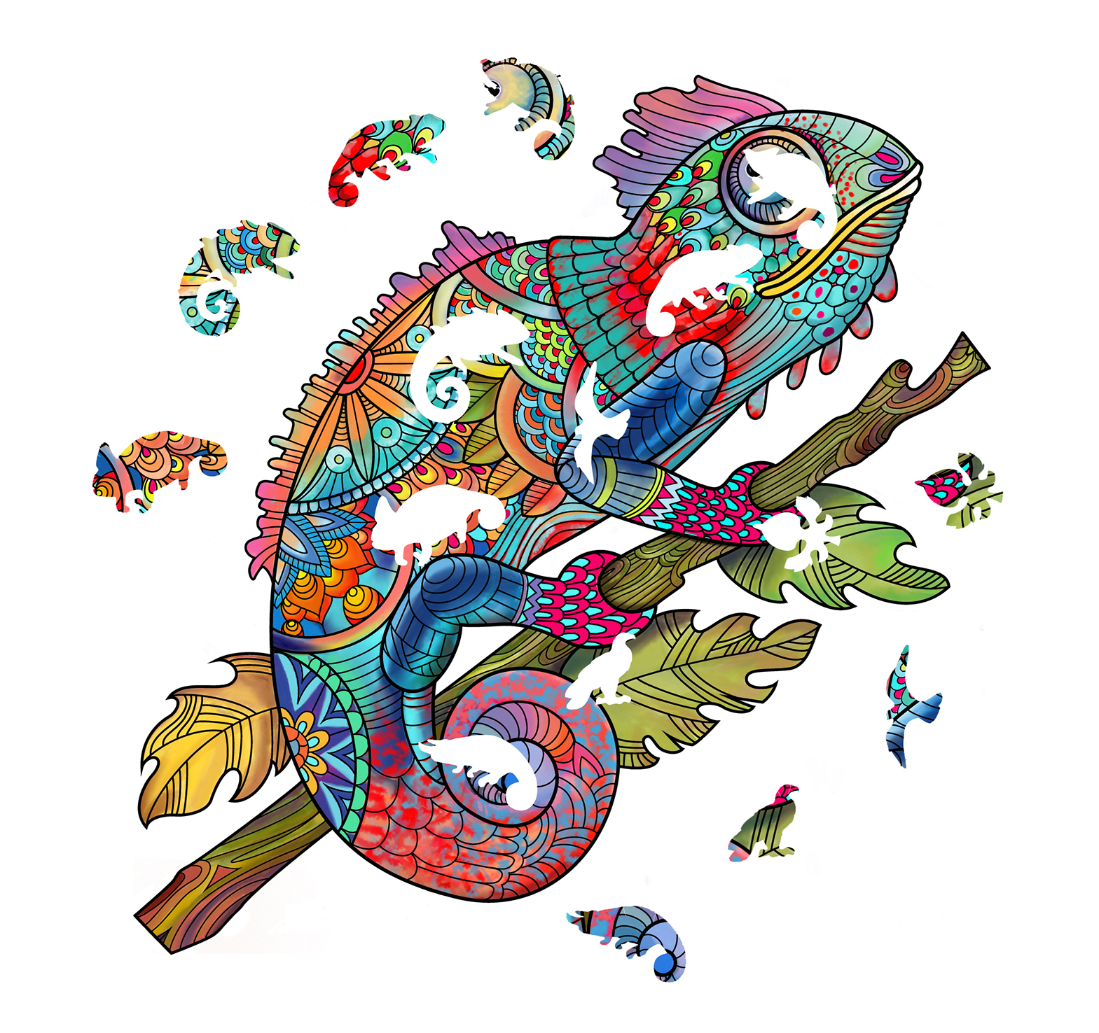 ANIMAL WOOD PUZZLE CAMALEÓN - Imagen 5