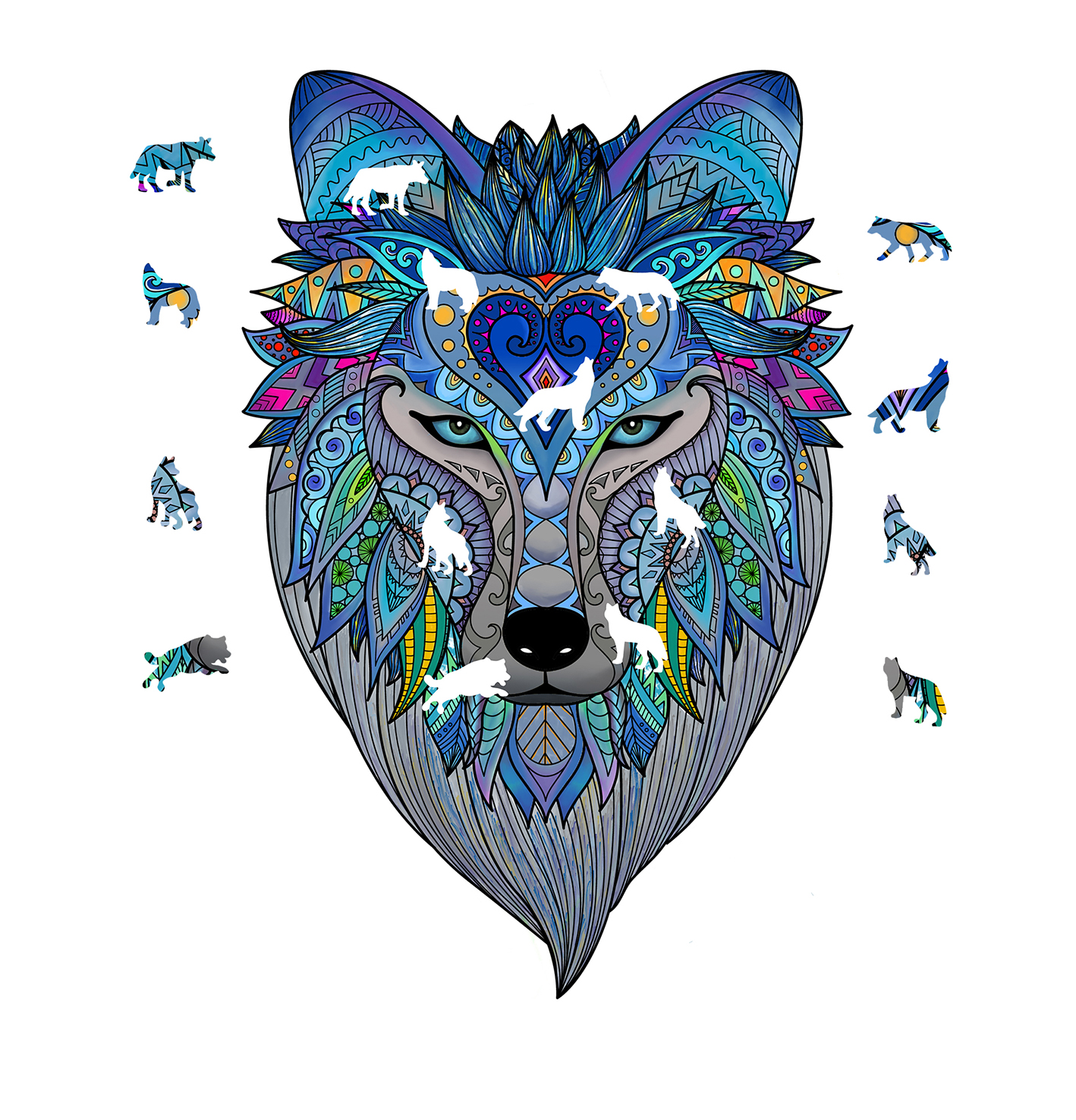 ANIMAL WOOD PUZZLE LOBO - Imagen 3