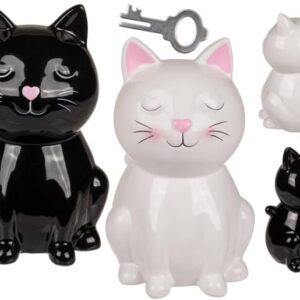 Hucha Gato Cerámica. Hucha Original con Tapa y Llave.