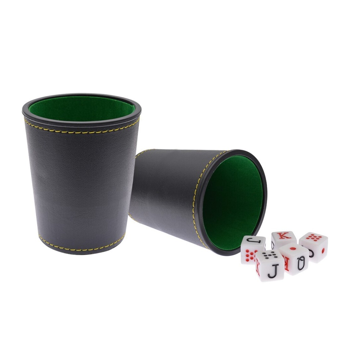 CUBILETE+5 DADOS POKER NEGRO