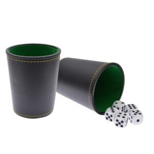 Cubilete con 5 dados de punto negro.